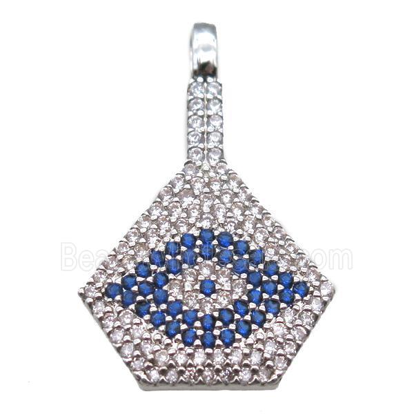 copper fan pendant paved zircon, platinum plated