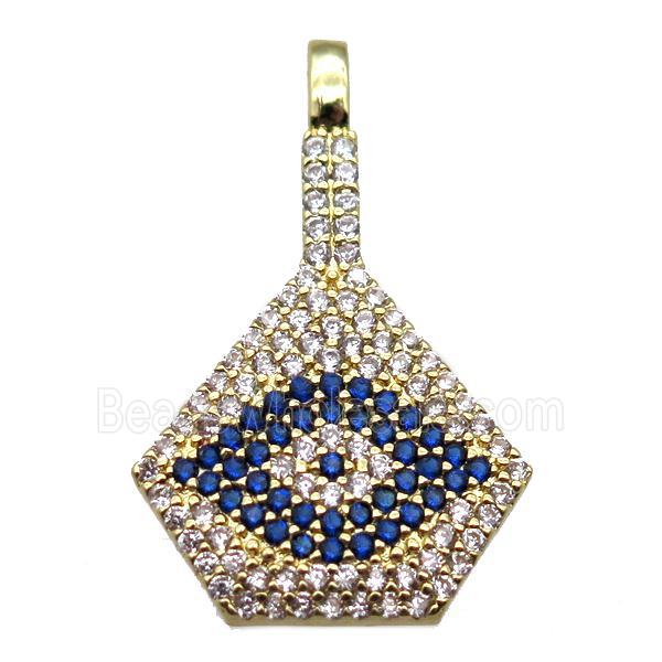 copper fan pendant paved zircon, gold plated