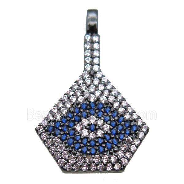 copper fan pendant paved zircon, black plated