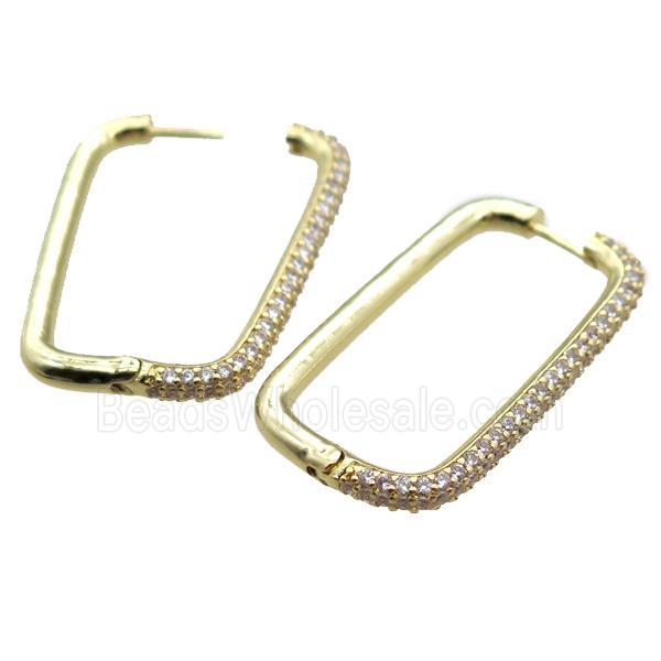 copper Clip Earrings paved zircon, gold plated