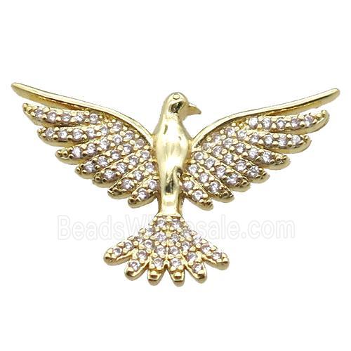 copper hawk pendant paved zircon, gold plated