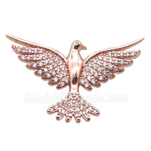 copper hawk pendant paved zircon, rose gold