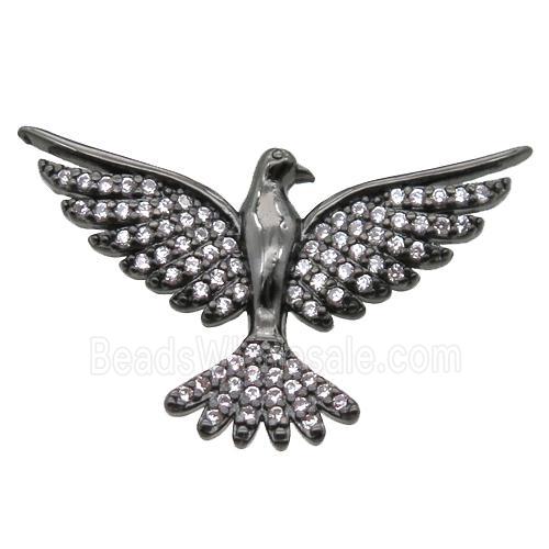 copper hawk pendant paved zircon, black plated