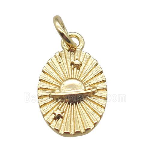 copper earth pendant, gold plated