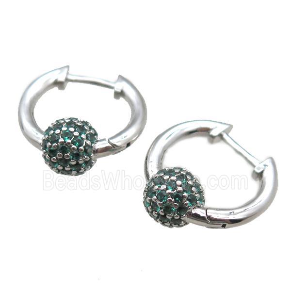 copper Latchback Earrings paved zircon, platinum plated