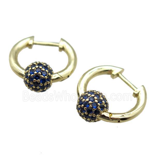 copper Latchback Earrings paved zircon, gold plated