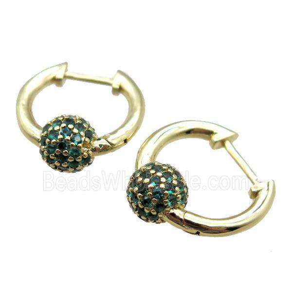copper Latchback Earrings paved zircon, gold plated