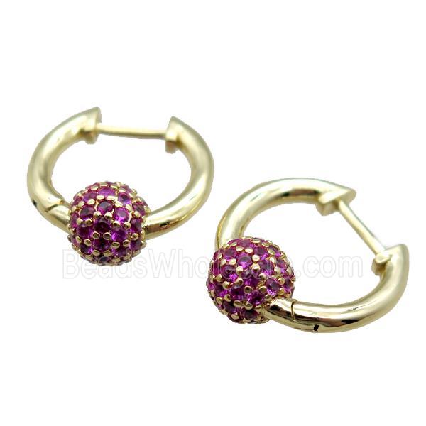 copper Latchback Earrings paved zircon, gold plated
