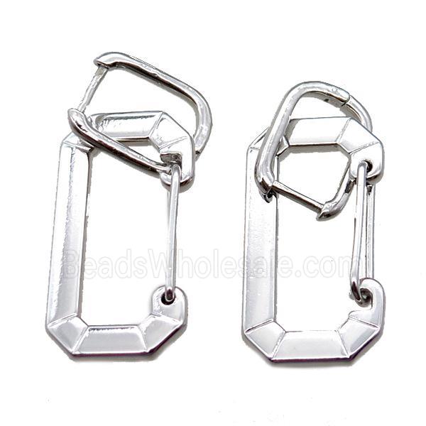 copper Latchback Earrings, platinum plated