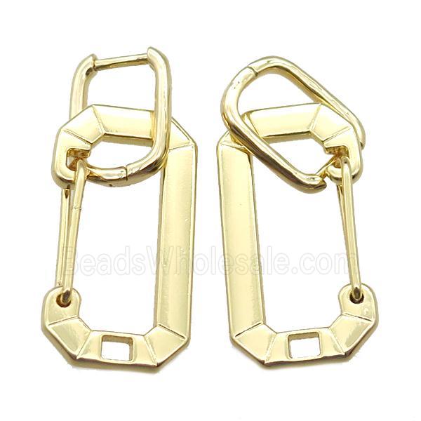 copper Latchback Earrings, gold plated
