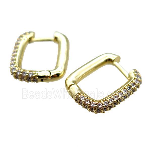 copper Latchback Earrings pave zircon, gold plated