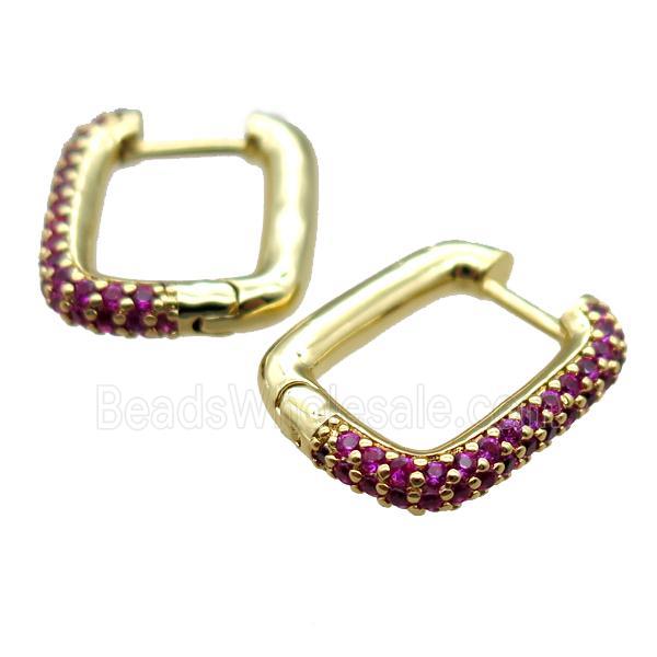 copper Latchback Earrings pave zircon, gold plated