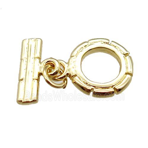 copper toggle clasp, circle, gold plated