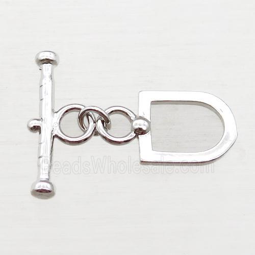 copper toggle clasp, platinum plated