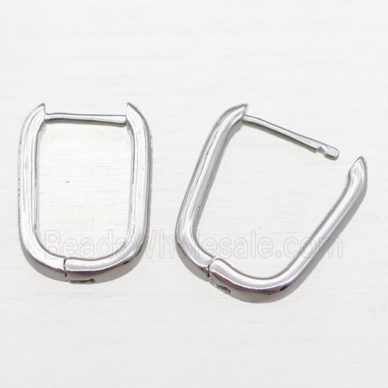 copper Latchback Earrings, platinum plated