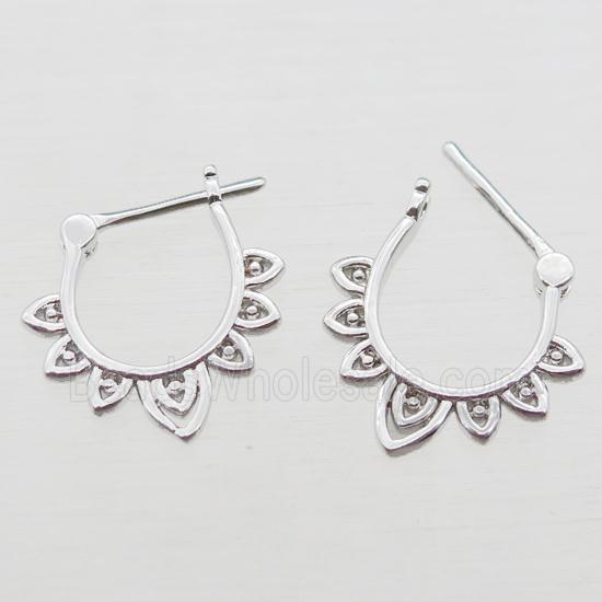 copper Latchback Earrings, platinum plated