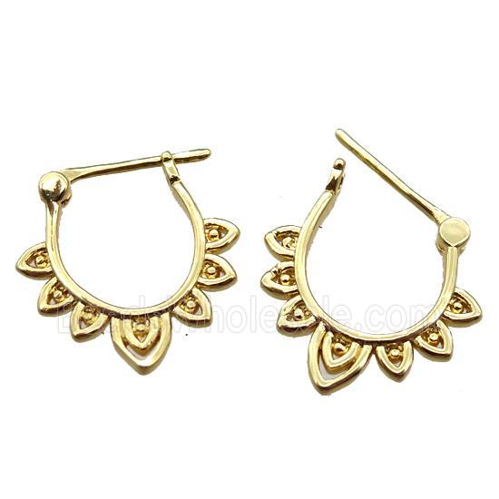 copper Latchback Earrings, gold plated