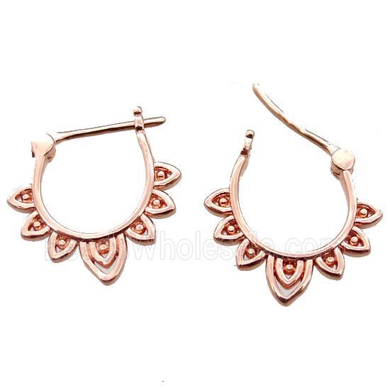 copper Latchback Earrings, rose gold