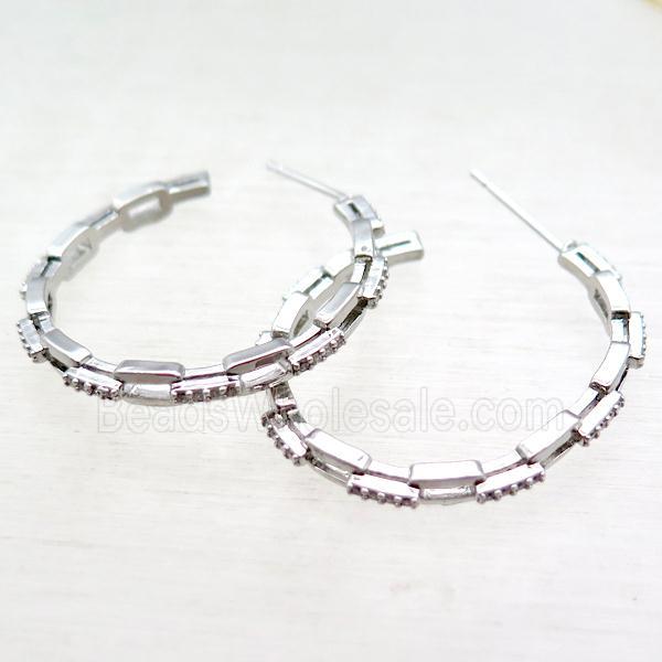 copper Latchback Earrings pave zircon, platinum plated