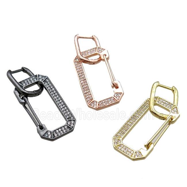 copper Latchback Earrings pave zircon, mixed
