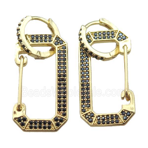 copper hoop Earrings pave zircon, gold plated