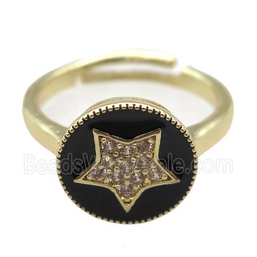 copper Ring pave zircon, enameling, gold plated