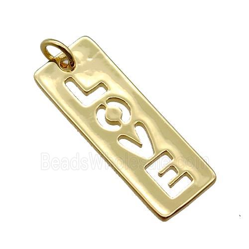 copper LOVE pendant, gold plated