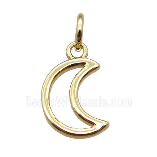 copper moon pendant, gold plated