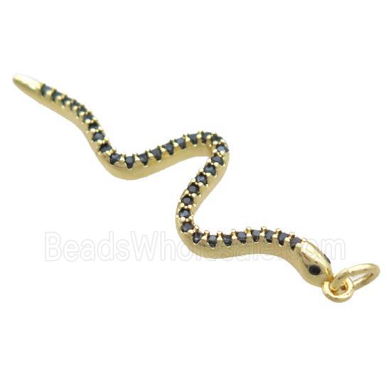 copper snake pendant paved zircon, gold plated
