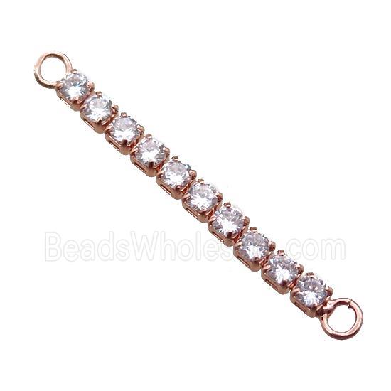 copper stick connector paved zircon, rose gold