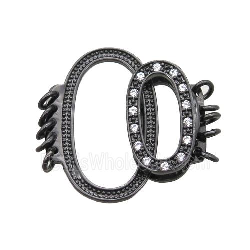 copper clasp pave zircon, black plated