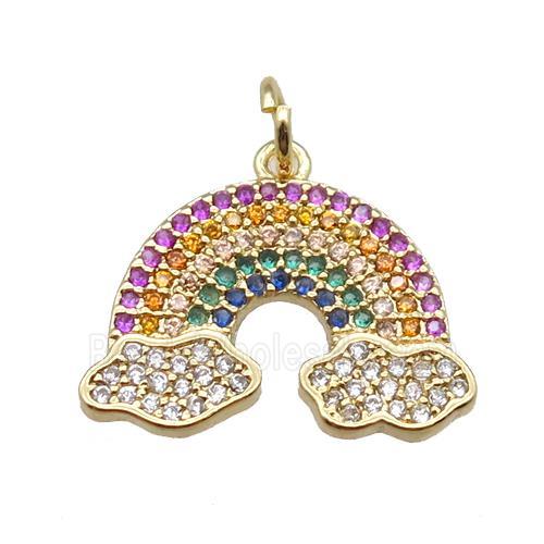 copper rainbow pendant paved zircon, gold plated