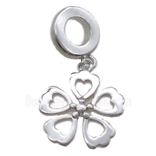 copper clover pendant, platinum plated