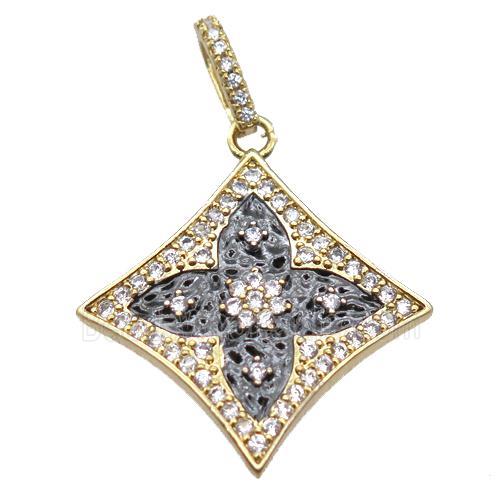 copper star pendant paved zircon, gold plated