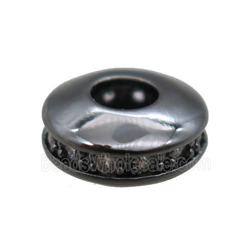 copper wheel beads paved zircon, black plated