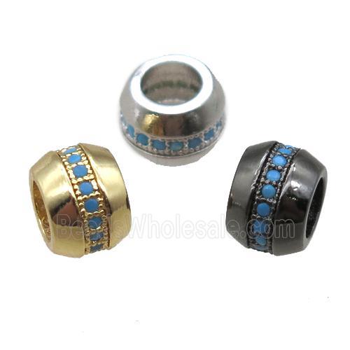 copper rondelle beads paved zircon, mixed color