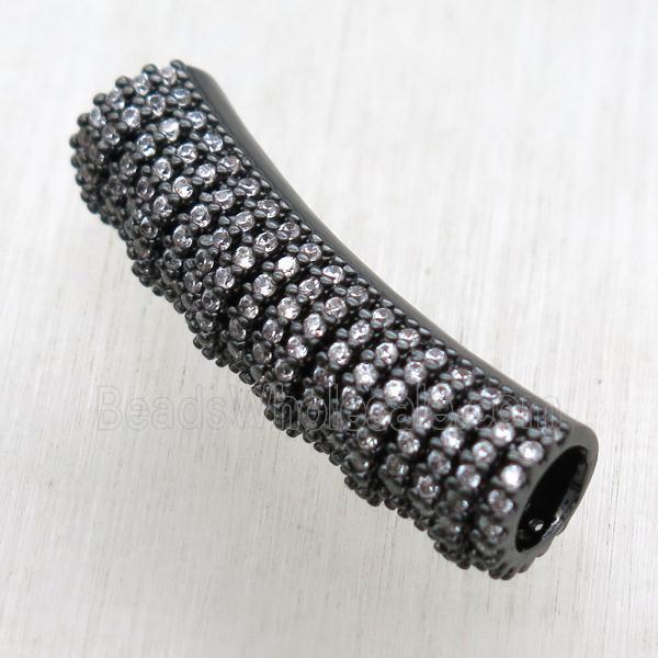 copper tube beads paved zircon, black plated