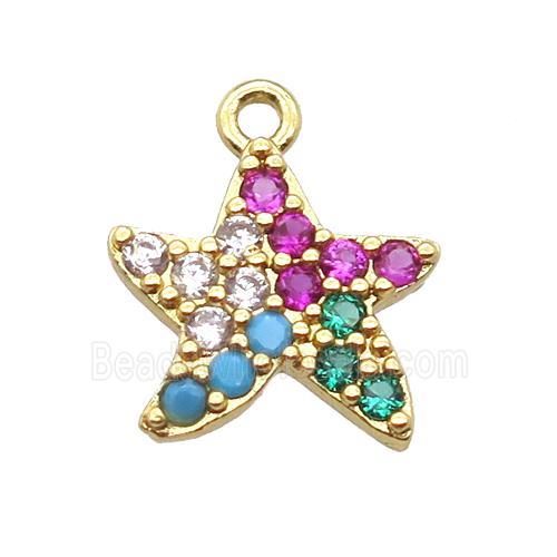 copper star pendant pave zircon, gold plated