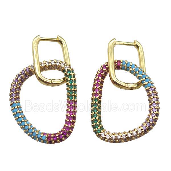 copper Latchback Earrings paved zircon, gold plated