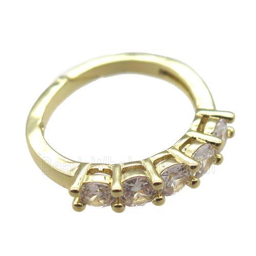 copper Rings pave zircon, Resizable, gold plated