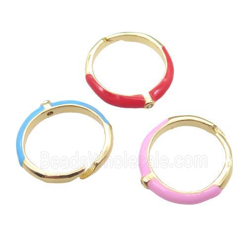 copper Rings with Enameling, mixed, Resizable, gold plated
