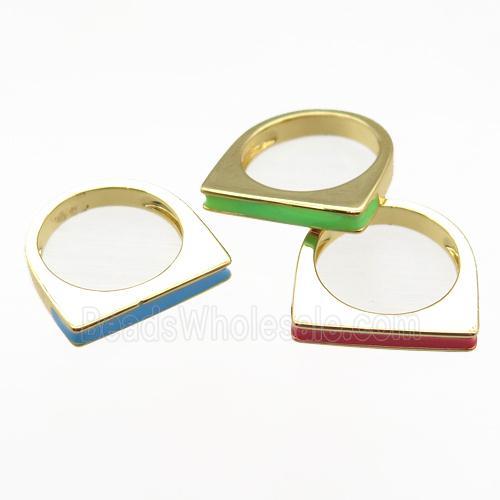 copper Rings with Enameling, mixed, gold plated