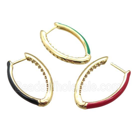 copper Latchback Earrings with Enameling, mixed, gold plated
