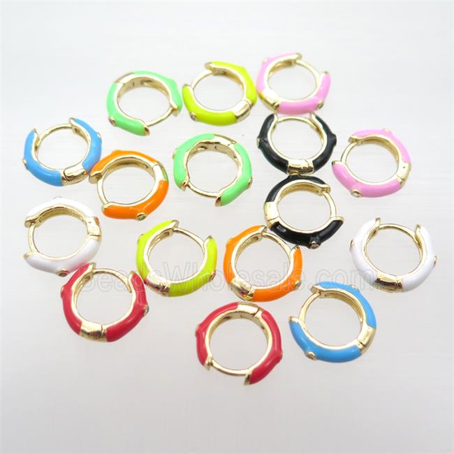 copper hoop Earrings with Enameling, mixed, gold plated