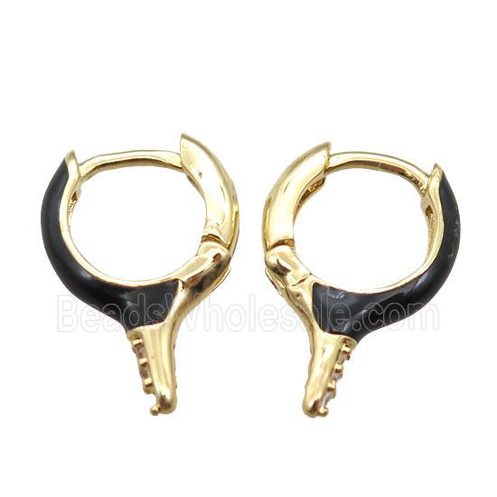 copper hoop Earrings with black Enameling, gold plated