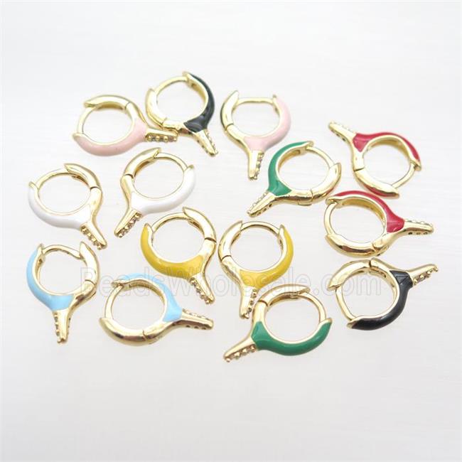 copper hoop Earrings with Enameling, mixed, gold plated