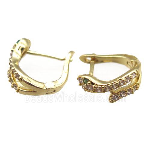 copper Latchback Earrings, gold plated