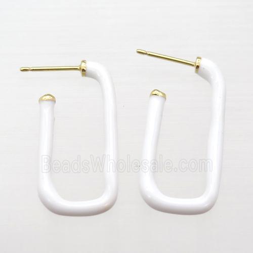 copper stud Earrings with white Enameling, gold plated