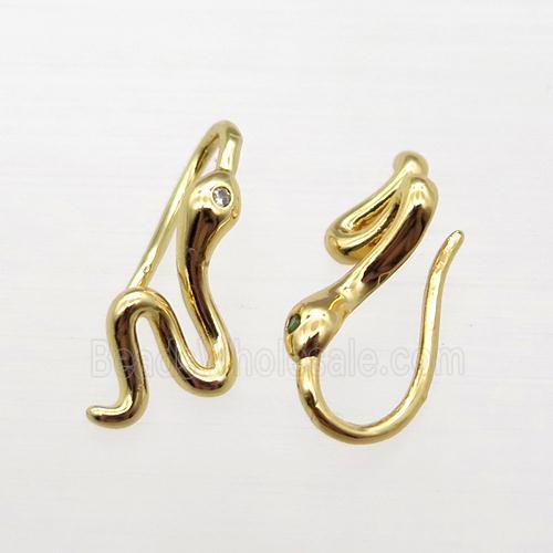 copper hook Earrings pave zircon, gold plated