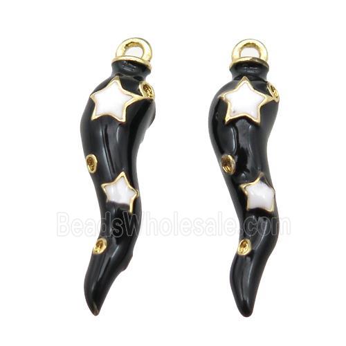 copper capsicum pendant with black Enameling, gold plated